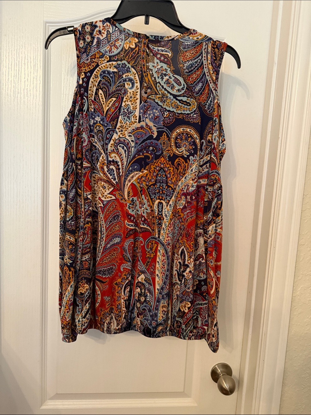 VENUS BOHO Multicolor Paisley Tie-Front cold shoulder Top - Picture 3 of 6
